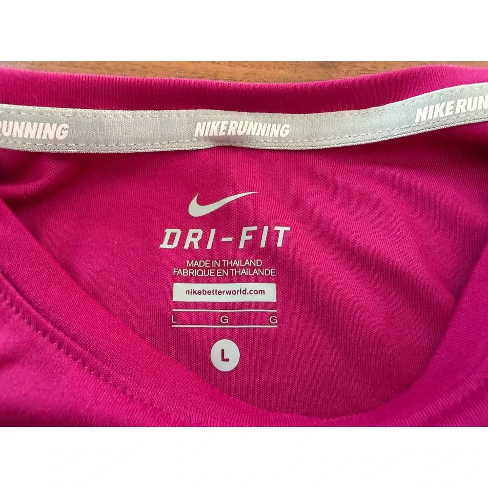 Nike Miler Dri-FIT Long Sleeve Running Shirt Womens Large Pink Magenta Workout